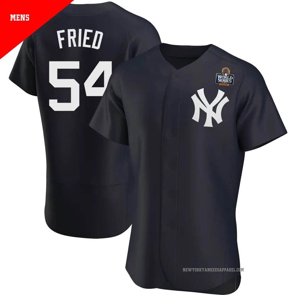 Men's ＃54 Max Fried New York Yankees Navy Authentic Alternate 2024 World Series Jersey