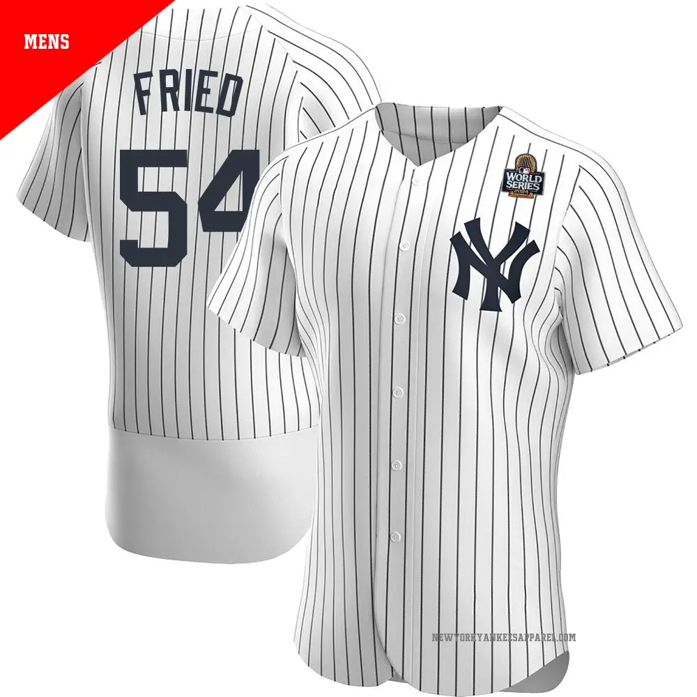 Men's ＃54 Max Fried New York Yankees White Authentic Home 2024 World Series Jersey