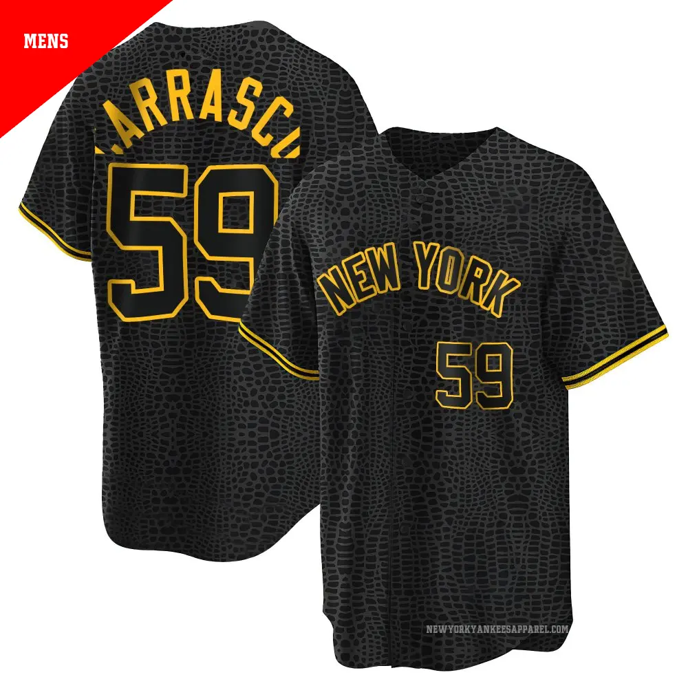 Men's ＃59 Carlos Carrasco New York Yankees Black Replica Snake Skin City Jersey