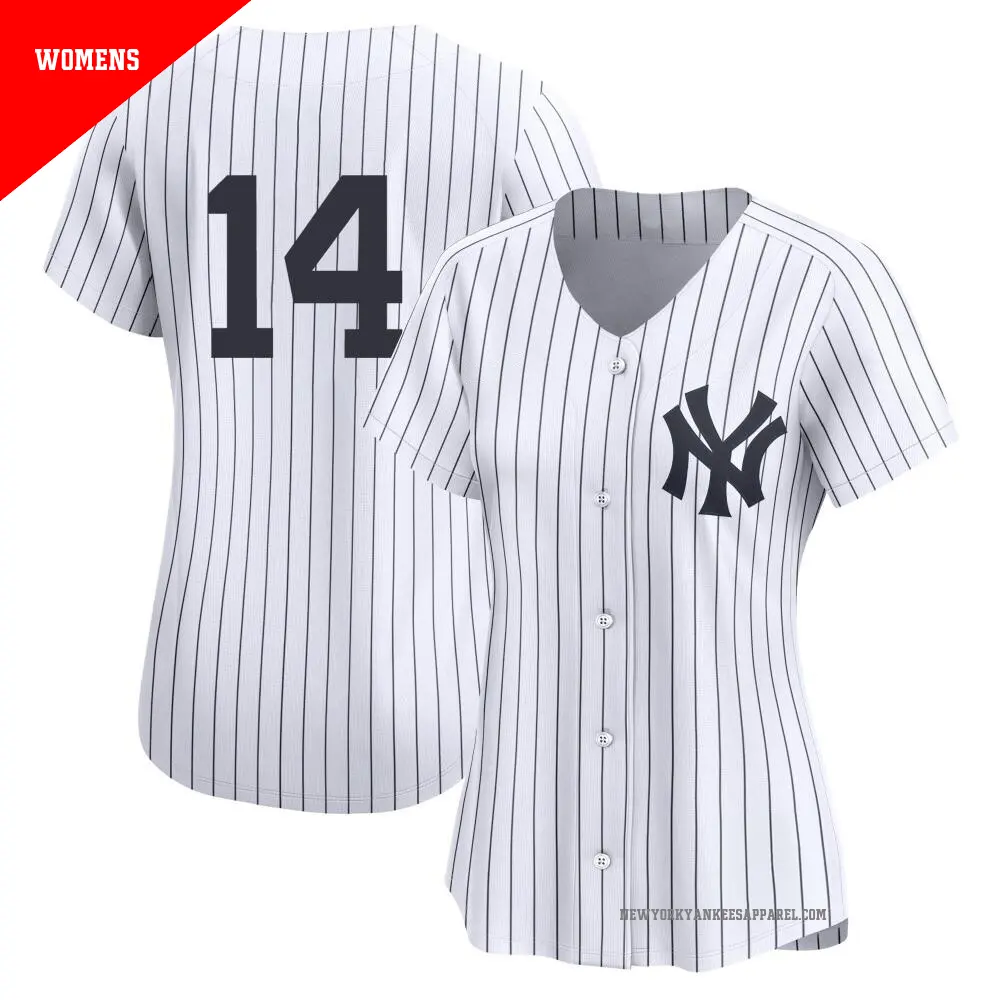 Women's ＃14 Brian Roberts New York Yankees White Limited Yankee Home 2nd Jersey