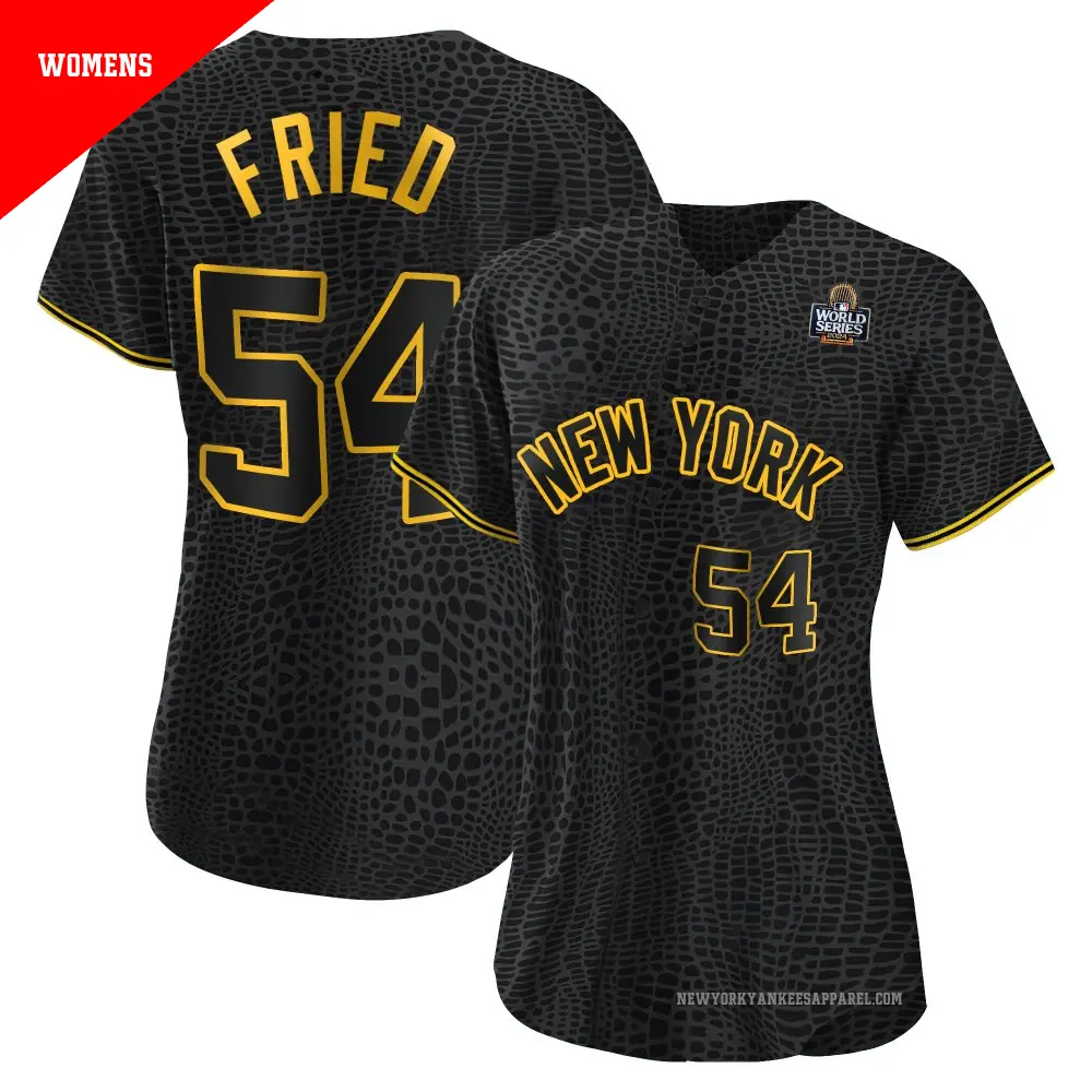 Women's ＃54 Max Fried New York Yankees Black Authentic Snake Skin City 2024 World Series Jersey