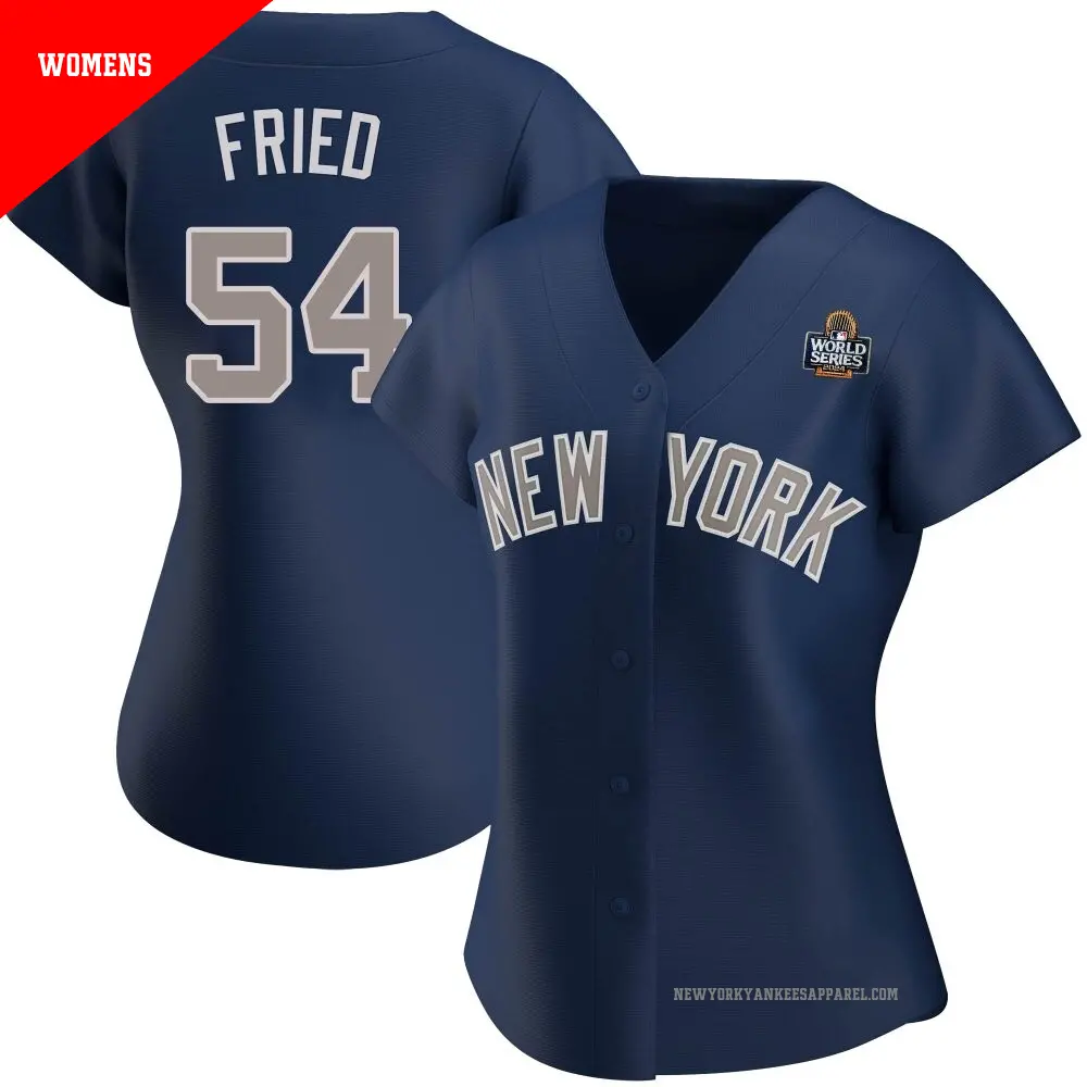 Women's ＃54 Max Fried New York Yankees Navy Authentic Alternate 2024 World Series Jersey