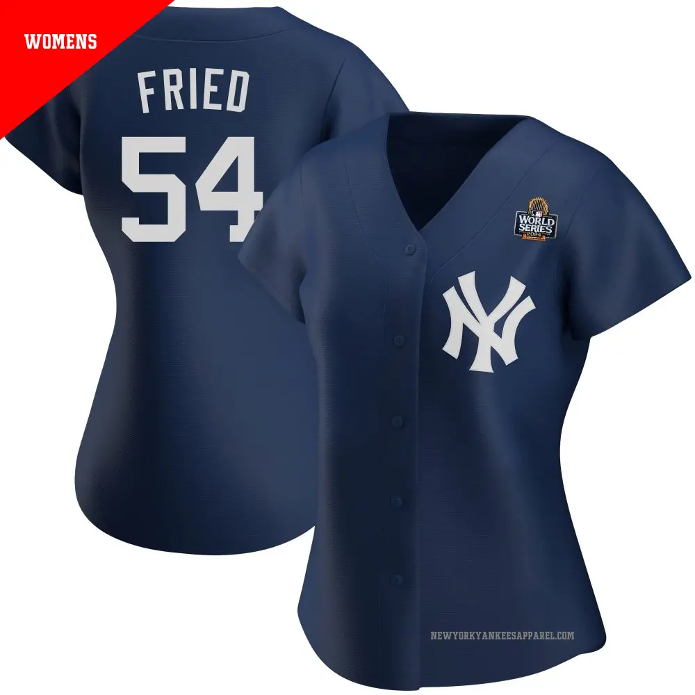 Women's ＃54 Max Fried New York Yankees Navy Authentic Alternate Team 2024 World Series Jersey