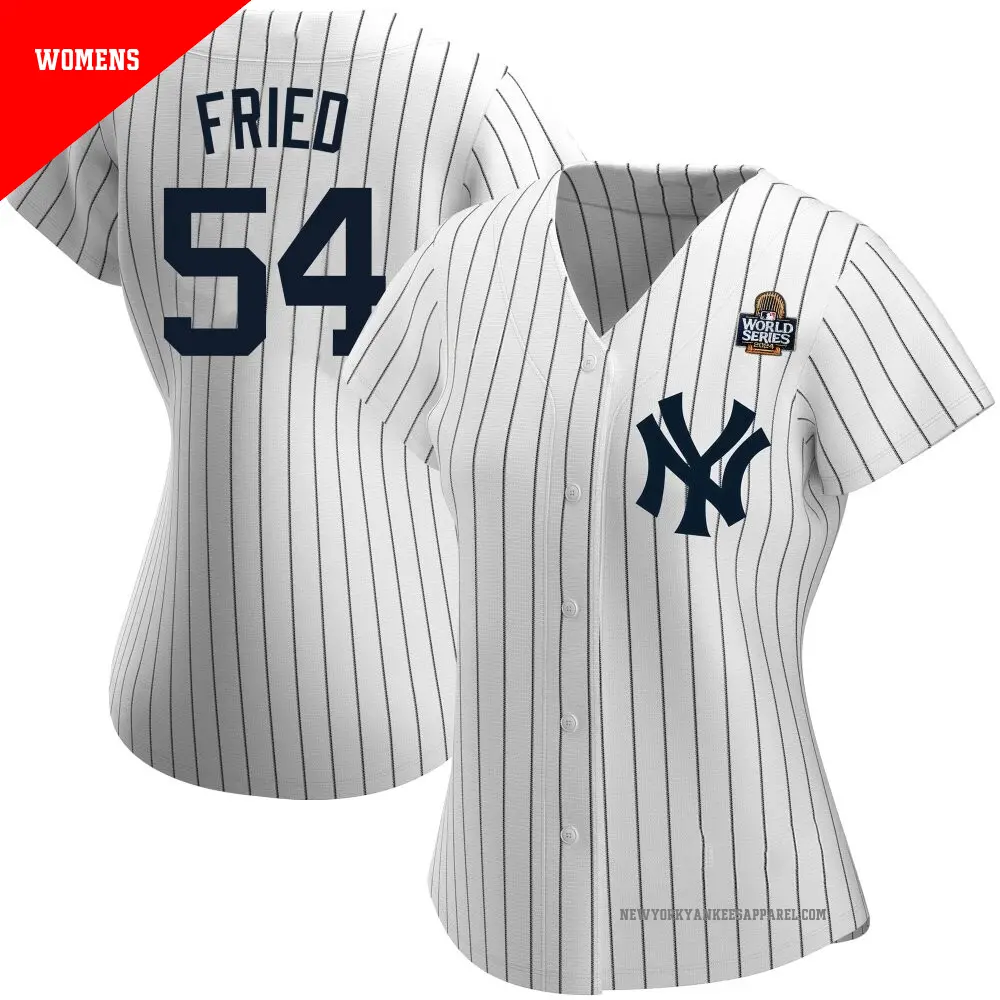Women's ＃54 Max Fried New York Yankees White Authentic Home Name 2024 World Series Jersey