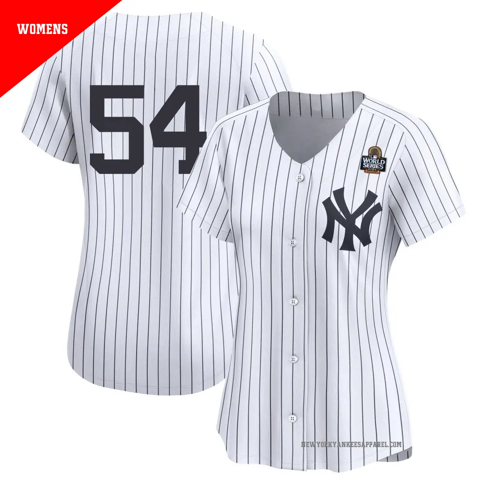 Women's ＃54 Max Fried New York Yankees White Limited Yankee Home 2nd 2024 World Series Jersey