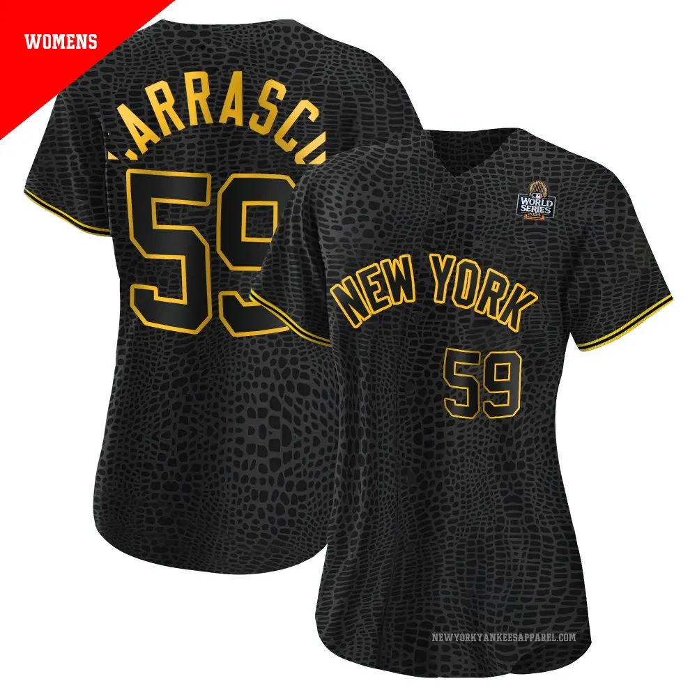 Women's ＃59 Carlos Carrasco New York Yankees Black Authentic Snake Skin City 2024 World Series Jersey