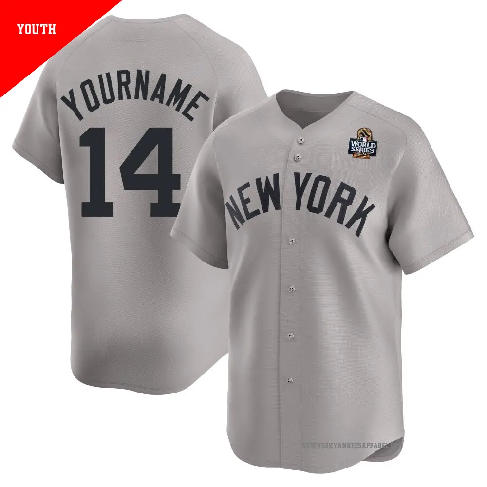 Youth ＃14 Brian Roberts New York Yankees Gray Limited Away 2024 World Series Jersey