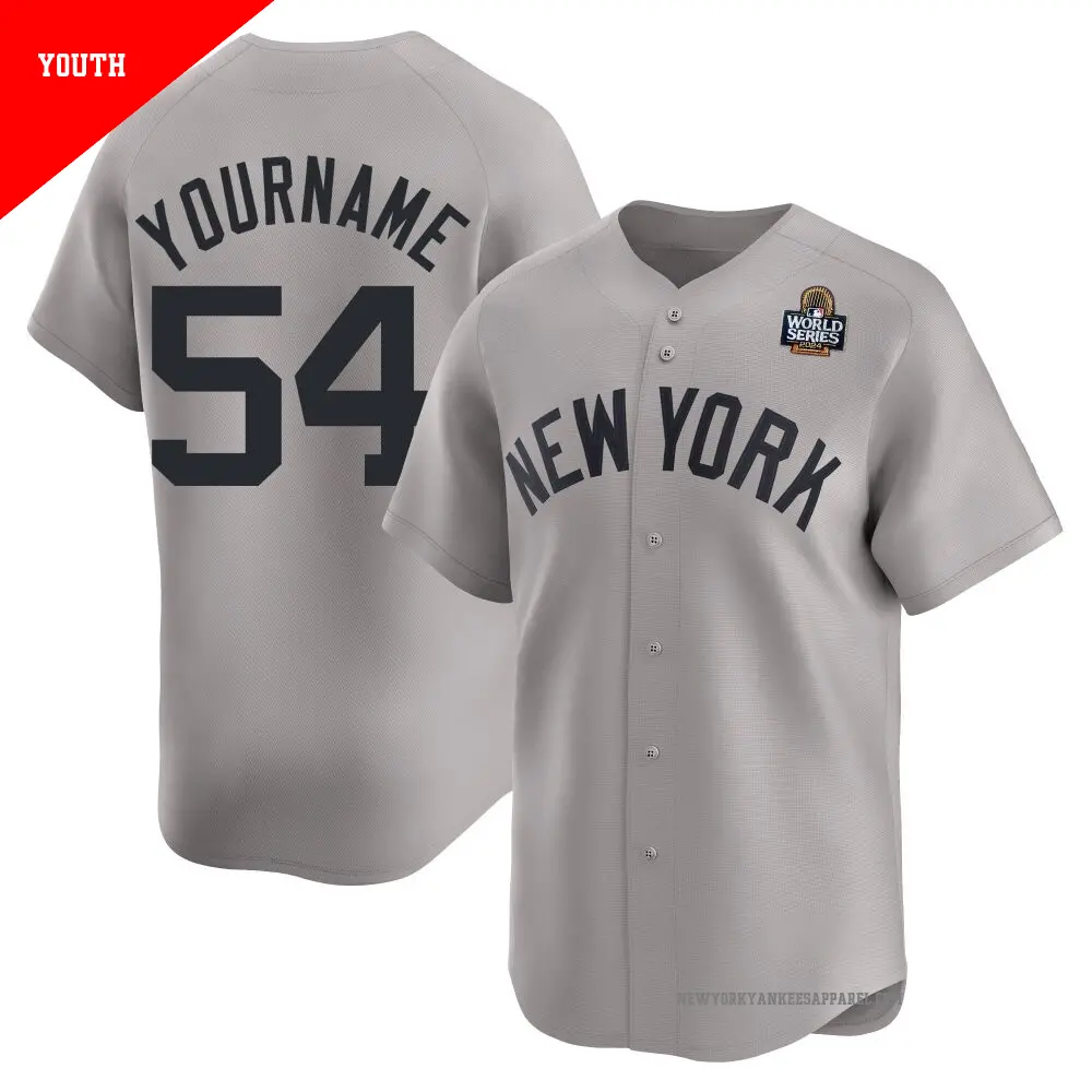 Youth ＃54 Max Fried New York Yankees Gray Limited Away 2024 World Series Jersey