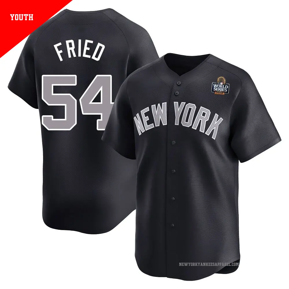 Youth ＃54 Max Fried New York Yankees Navy Limited Alternate 2024 World Series Jersey