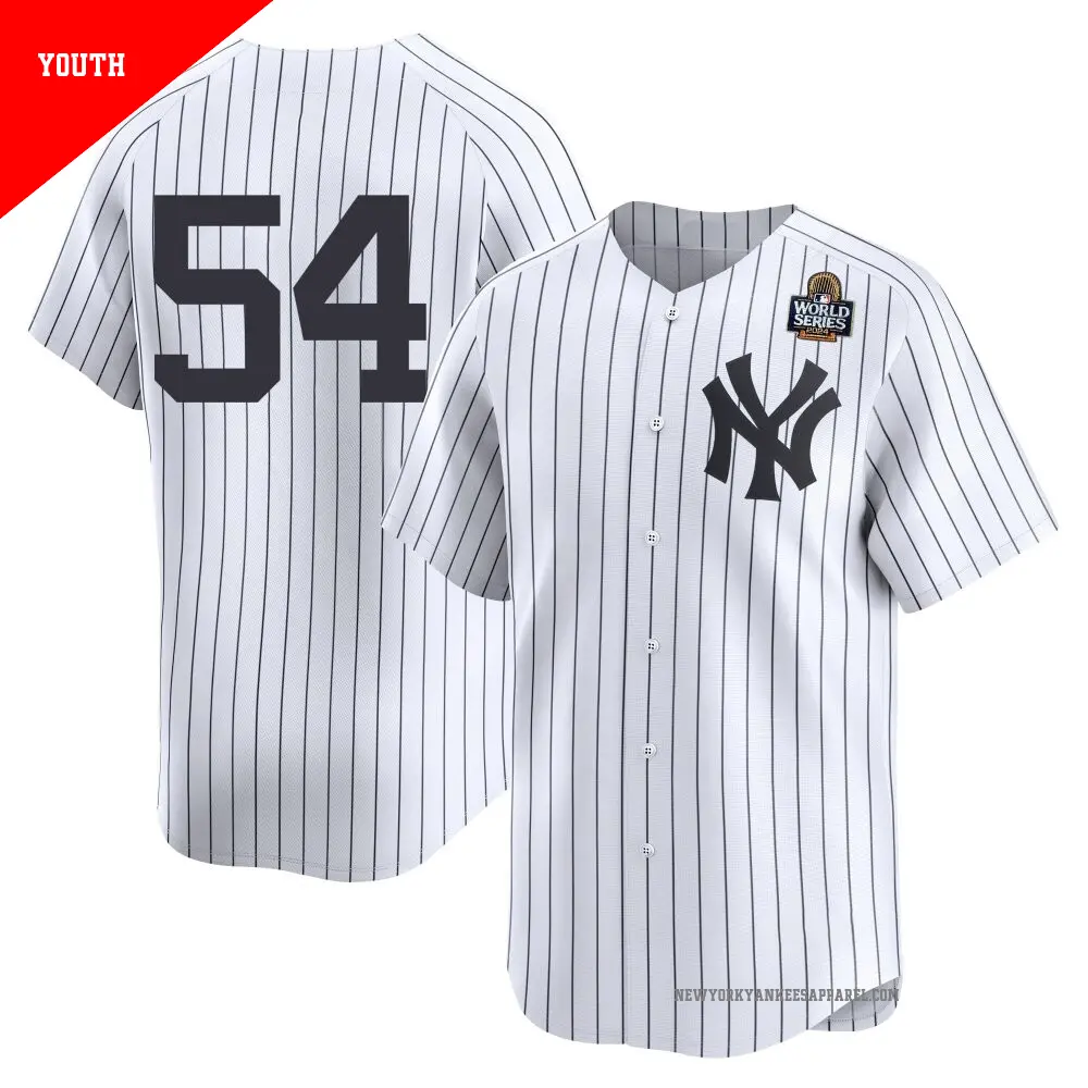 Youth ＃54 Max Fried New York Yankees White Limited Yankee Home 2nd 2024 World Series Jersey