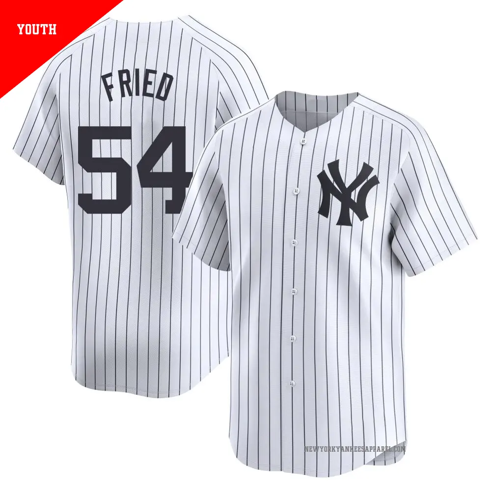 Youth ＃54 Max Fried New York Yankees White Limited Yankee Home Jersey